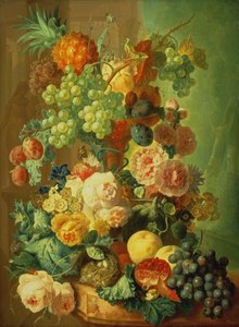 Natura morta con frutta e fiori